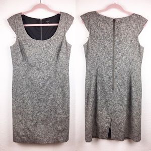 ANN TAYLOR Grey Sheath Work Dress Cap Sleeves EUC